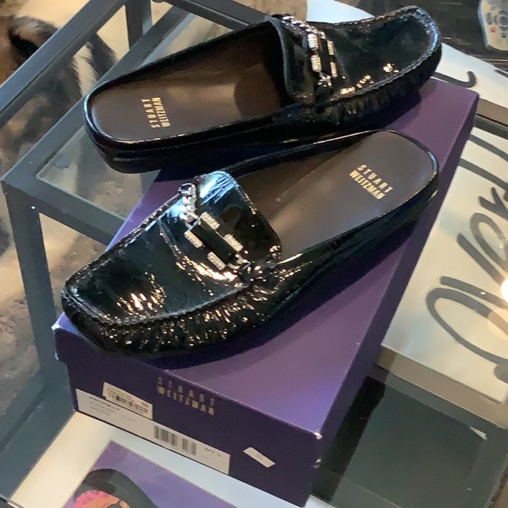 Stuart weitzman black soft patent 7.5